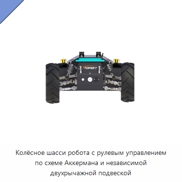 Колёсное шасси робота с рулевым управлением по схеме Аккермана и независимой двухрычажной подвеской