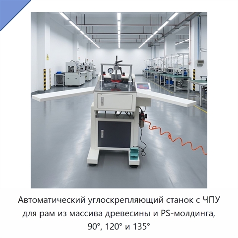 Автоматический углоскрепляющий станок с ЧПУ для рам из массива древесины и PS-молдинга, 90°, 120° и 135°