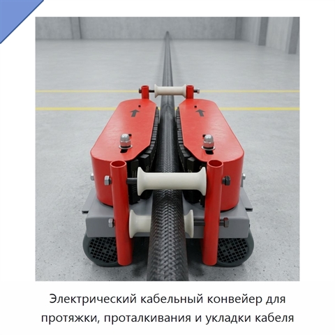 Электрический кабельный конвейер для протяжки, проталкивания и укладки кабеля