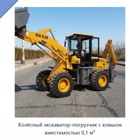 Колёсный экскаватор-погрузчик с ковшом вместимостью 0,1 м³