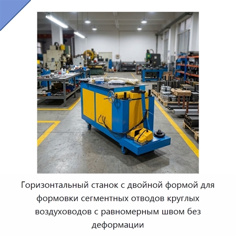 Горизонтальный станок с двойной формой для формовки сегментных отводов круглых воздуховодов с равномерным швом без деформации
