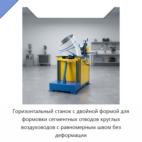 Горизонтальный станок с двойной формой для формовки сегментных отводов круглых воздуховодов с равномерным швом без деформации