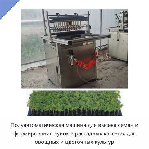 Полуавтоматическая машина для высева семян и формирования лунок в рассадных кассетах для овощных и цветочных культур