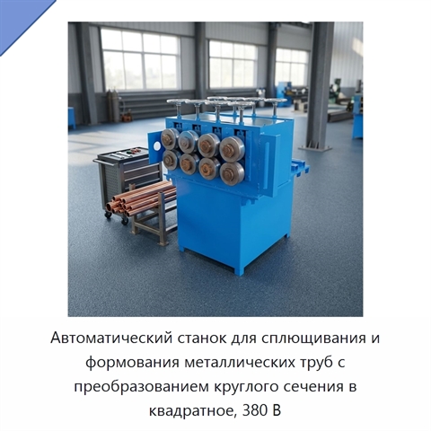 Автоматический станок для сплющивания и формования металлических труб с преобразованием круглого сечения в квадратное, 380 В