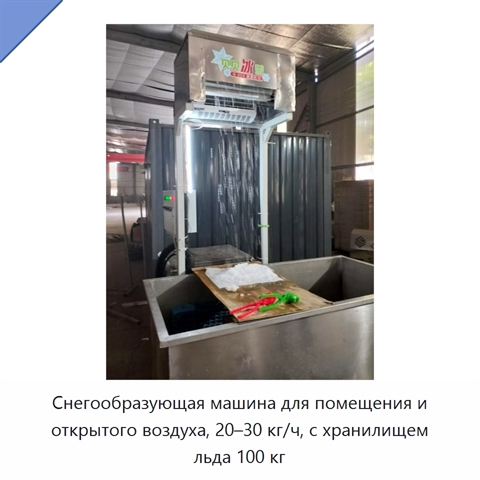 Снегообразующая машина для помещения и открытого воздуха, 20–30 кг/ч, с хранилищем льда 100 кг