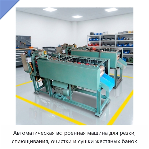 Автоматическая встроенная машина для резки, сплющивания, очистки и сушки жестяных банок
