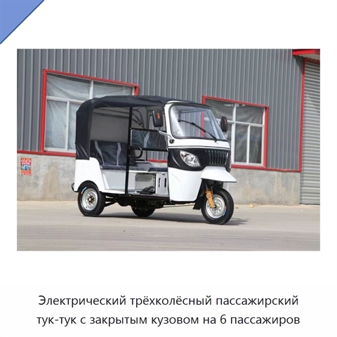 Электрический трёхколёсный пассажирский тук-тук с закрытым кузовом на 6 пассажиров