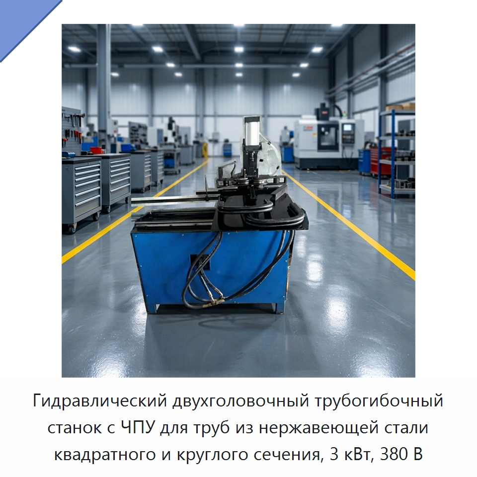 Гидравлический двухголовочный трубогибочный станок с ЧПУ для труб из нержавеющей стали квадратного и круглого сечения, 3 кВт, 380 В — Специальная строительная техника