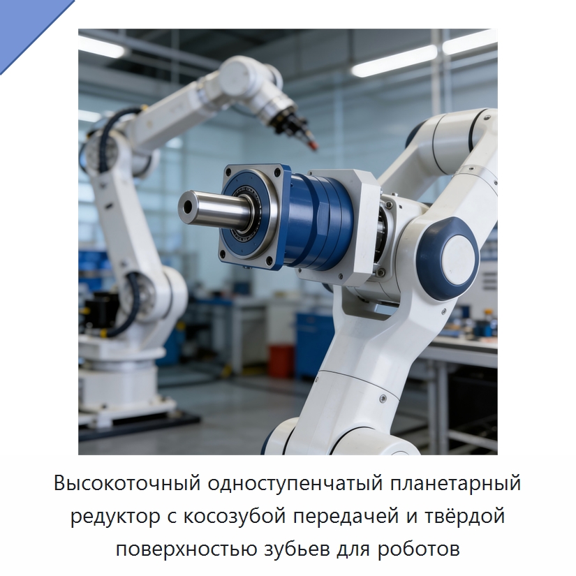 Высокоточный одноступенчатый планетарный редуктор с косозубой передачей и твёрдой поверхностью зубьев для роботов — Редукторы