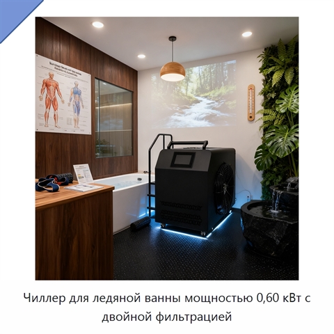 Чиллер для ледяной ванны мощностью 0,60 кВт с двойной фильтрацией