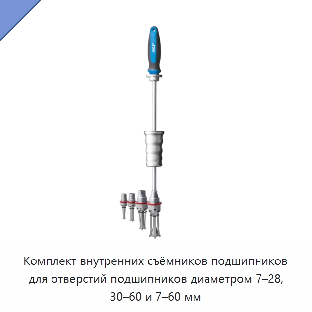 Комплект внутренних съёмников подшипников для отверстий подшипников диаметром 7–28, 30–60 и 7–60 мм — Специальные испытательные приборы
