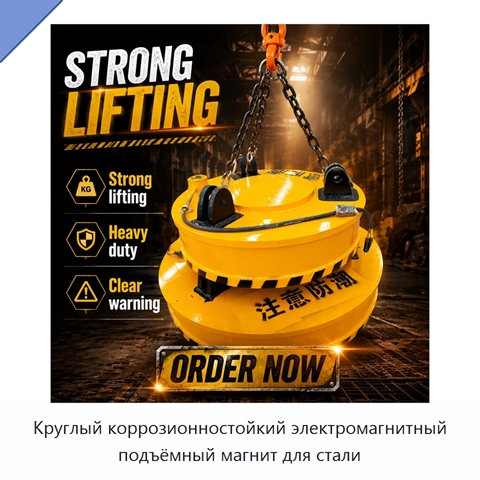 Круглый коррозионностойкий электромагнитный подъёмный магнит для стали