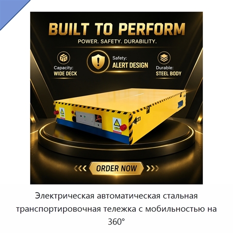 Электрическая автоматическая стальная транспортировочная тележка с мобильностью на 360°