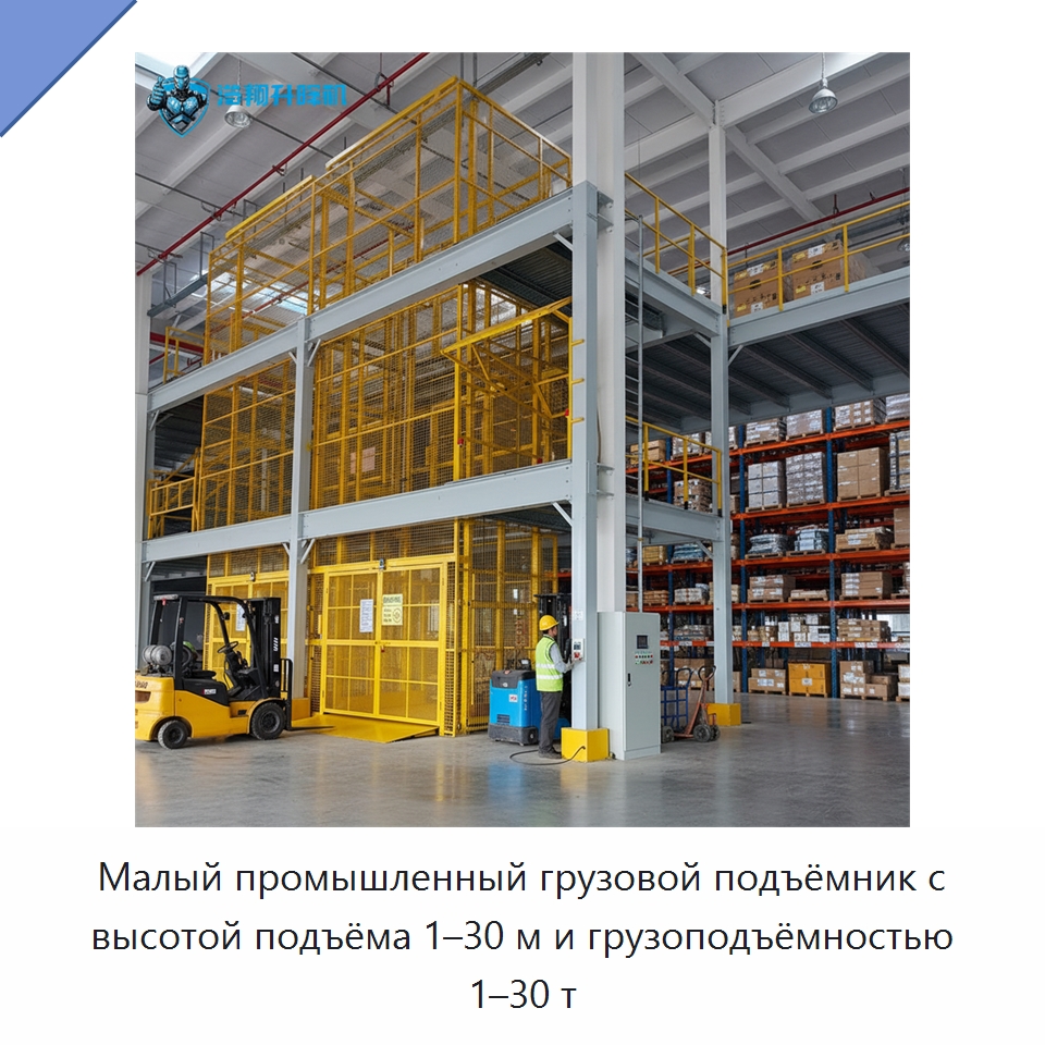 Малый промышленный грузовой подъёмник с высотой подъёма 1–30 м и грузоподъёмностью 1–30 т — Подъемные столы
