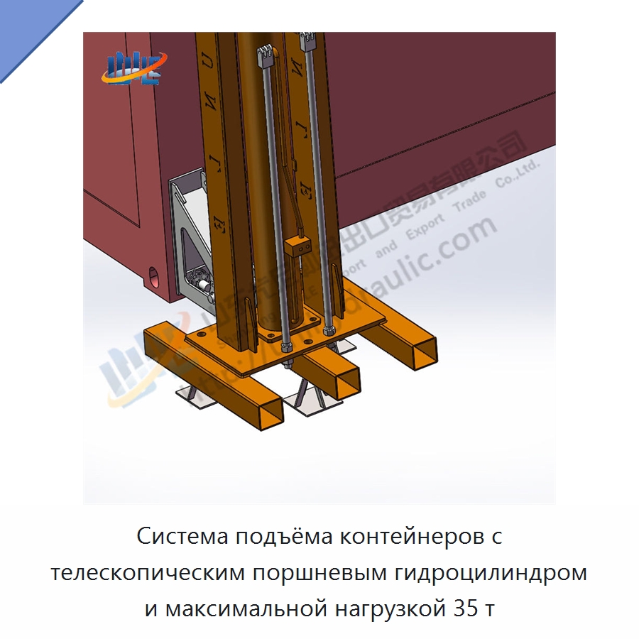 Система подъёма контейнеров с телескопическим поршневым гидроцилиндром и максимальной нагрузкой 35 т — Гидравлические цилиндры
