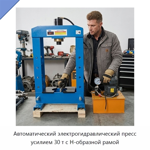 Автоматический электрогидравлический пресс усилием 30 т с Н-образной рамой