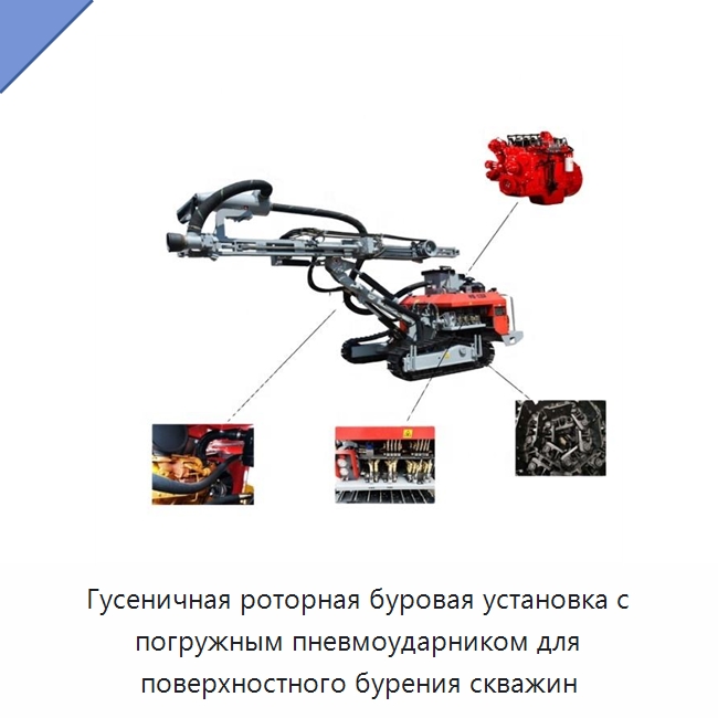 Гусеничная роторная буровая установка с погружным пневмоударником для поверхностного бурения скважин — Горнодобывающее оборудование
