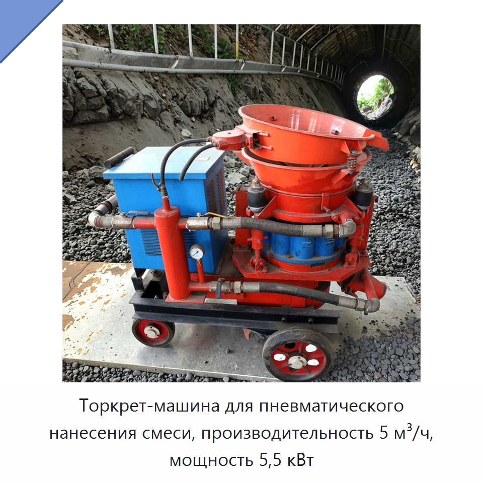 Торкрет-машина для пневматического нанесения смеси, производительность 5 м³/ч, мощность 5,5 кВт — Горнодобывающее оборудование
