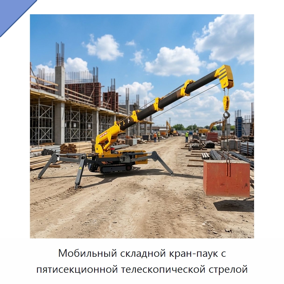 Мобильный складной кран-паук с пятисекционной телескопической стрелой — Краны