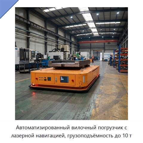 Автоматизированный вилочный погрузчик с лазерной навигацией, грузоподъёмность до 10 т