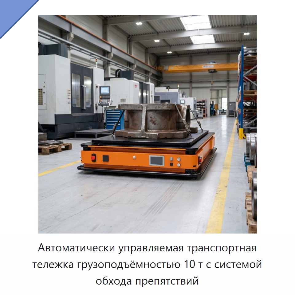 Автоматически управляемая транспортная тележка грузоподъёмностью 10 т с системой обхода препятствий — Вилочные погрузчики