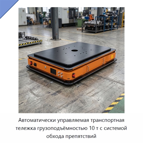 Автоматически управляемая транспортная тележка грузоподъёмностью 10 т с системой обхода препятствий