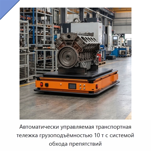 Автоматически управляемая транспортная тележка грузоподъёмностью 10 т с системой обхода препятствий