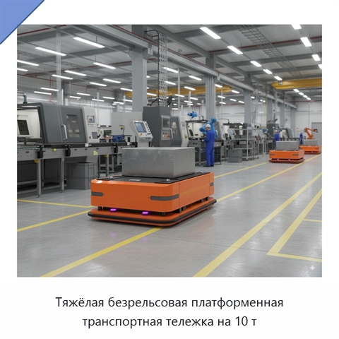 Тяжёлая безрельсовая платформенная транспортная тележка на 10 т