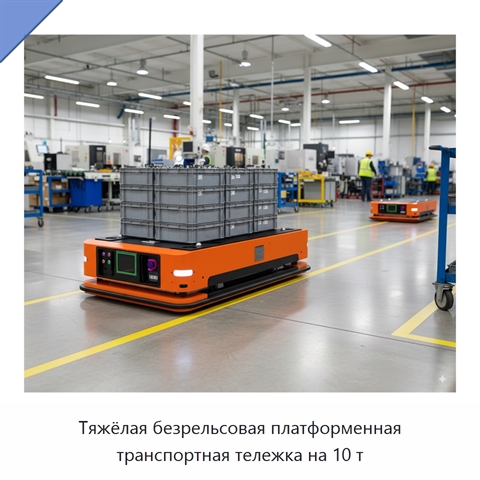 Тяжёлая безрельсовая платформенная транспортная тележка на 10 т