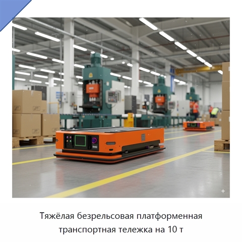 Тяжёлая безрельсовая платформенная транспортная тележка на 10 т