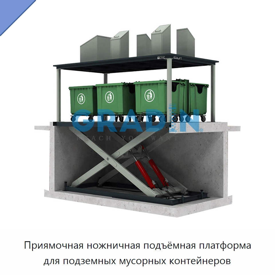 Приямочная ножничная подъёмная платформа для подземных мусорных контейнеров — Подъемные столы