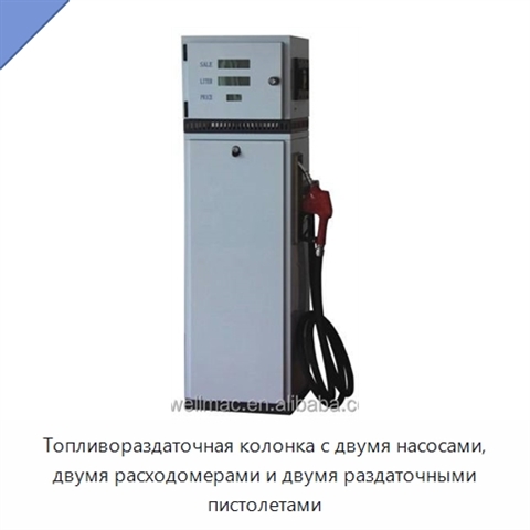 Топливораздаточная колонка с двумя насосами, двумя расходомерами и двумя раздаточными пистолетами