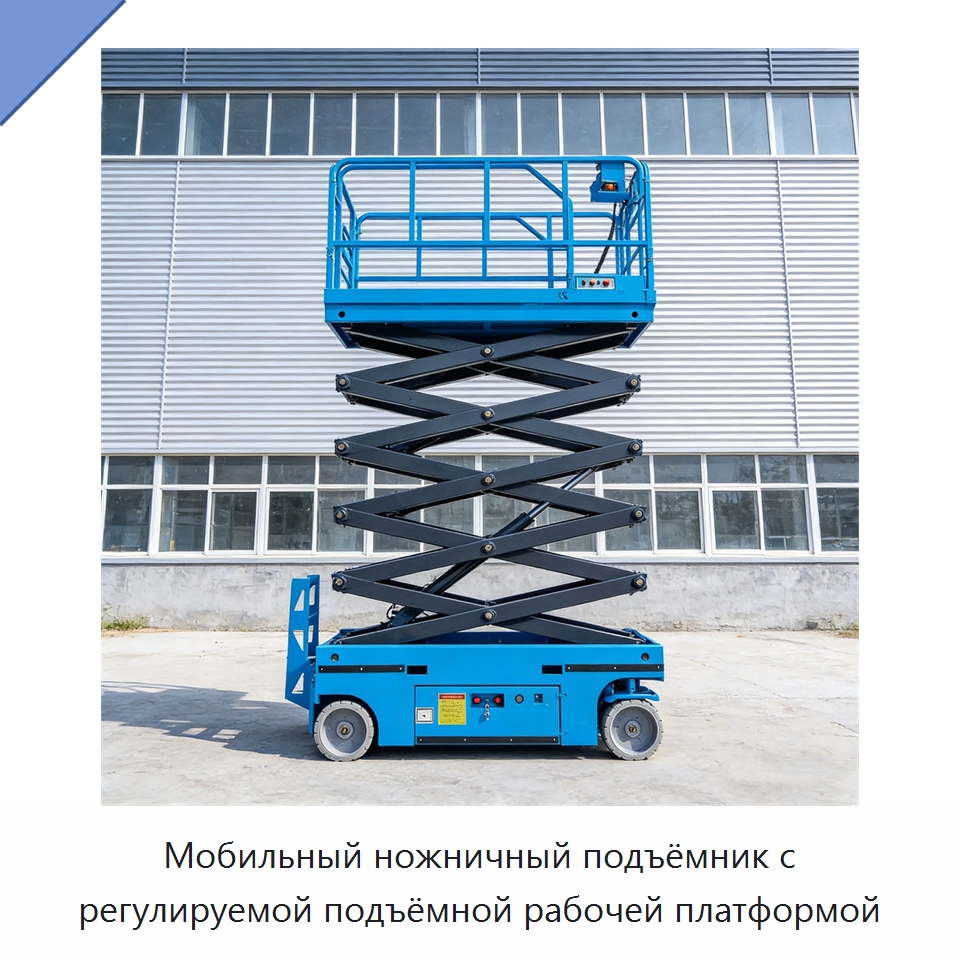 Мобильный ножничный подъёмник с регулируемой подъёмной рабочей платформой — Подъемные столы