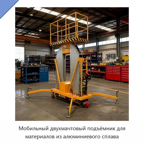 Мобильный двухмачтовый подъёмник для материалов из алюминиевого сплава