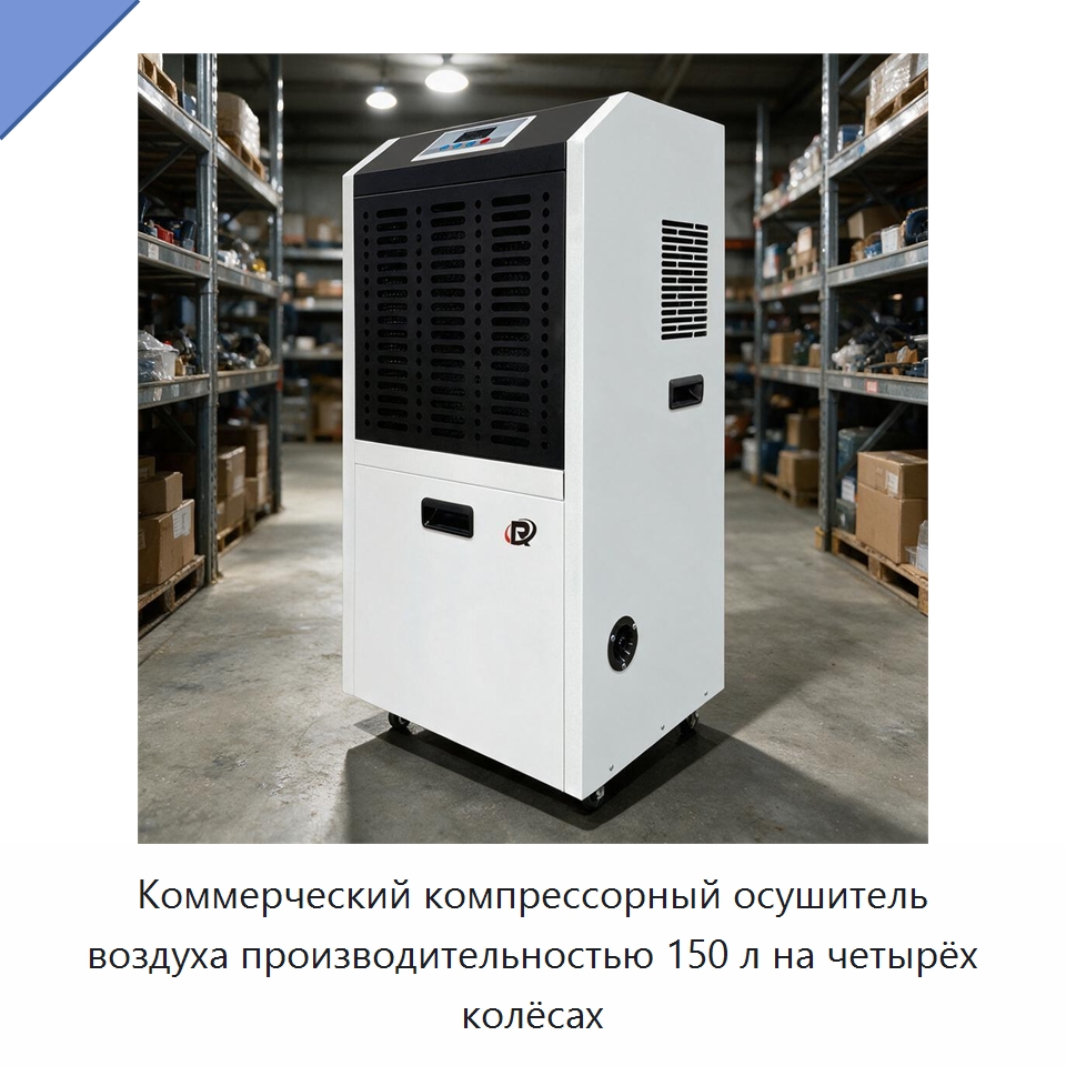 Коммерческий компрессорный осушитель воздуха производительностью 150 л на четырёх колёсах — Воздухоочистительное оборудование