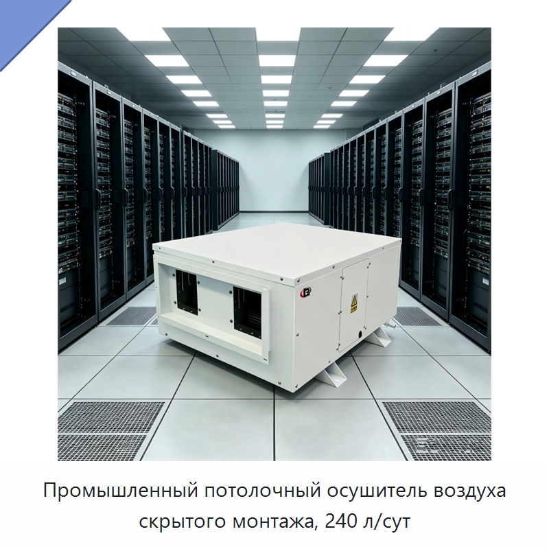 Промышленный потолочный осушитель воздуха скрытого монтажа, 240 л/сут — Воздухоочистительное оборудование