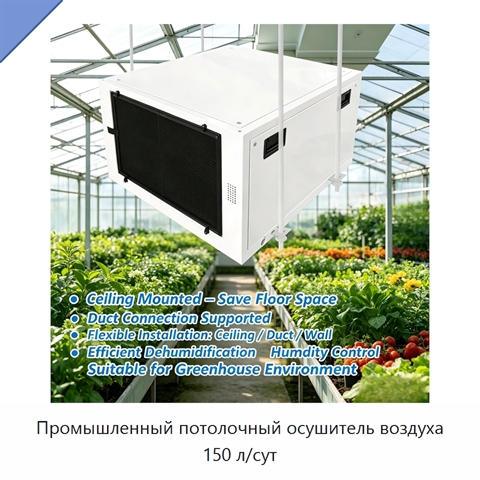 Промышленный потолочный осушитель воздуха 150 л/сут