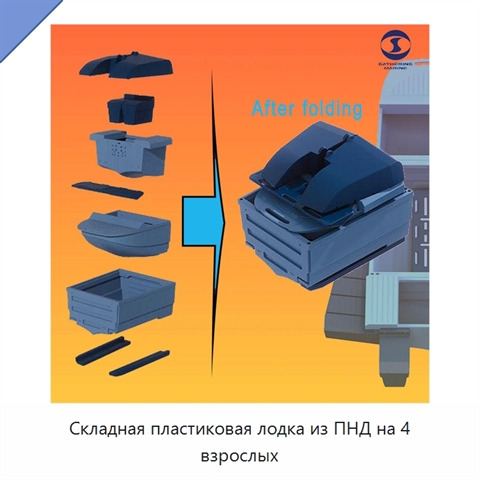 Складная пластиковая лодка из ПНД на 4 взрослых