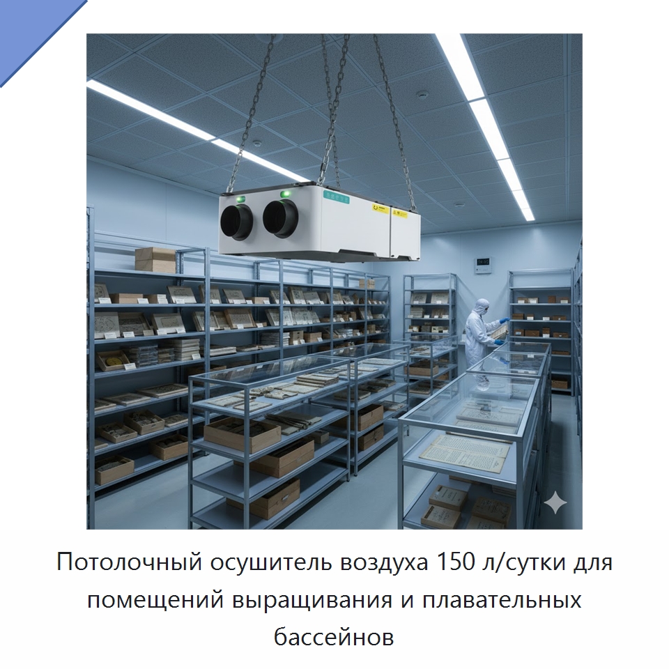 Потолочный осушитель воздуха 150 л/сутки для помещений выращивания и плавательных бассейнов — Воздухоочистительное оборудование
