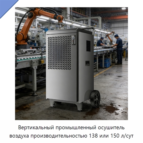 Вертикальный промышленный осушитель воздуха производительностью 138 или 150 л/сут