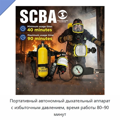 Портативный автономный дыхательный аппарат с избыточным давлением, время работы 80–90 минут