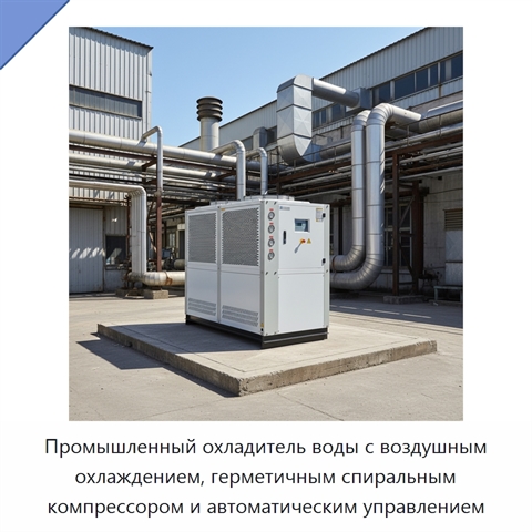 Промышленный охладитель воды с воздушным охлаждением, герметичным спиральным компрессором и автоматическим управлением