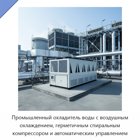 Промышленный охладитель воды с воздушным охлаждением, герметичным спиральным компрессором и автоматическим управлением