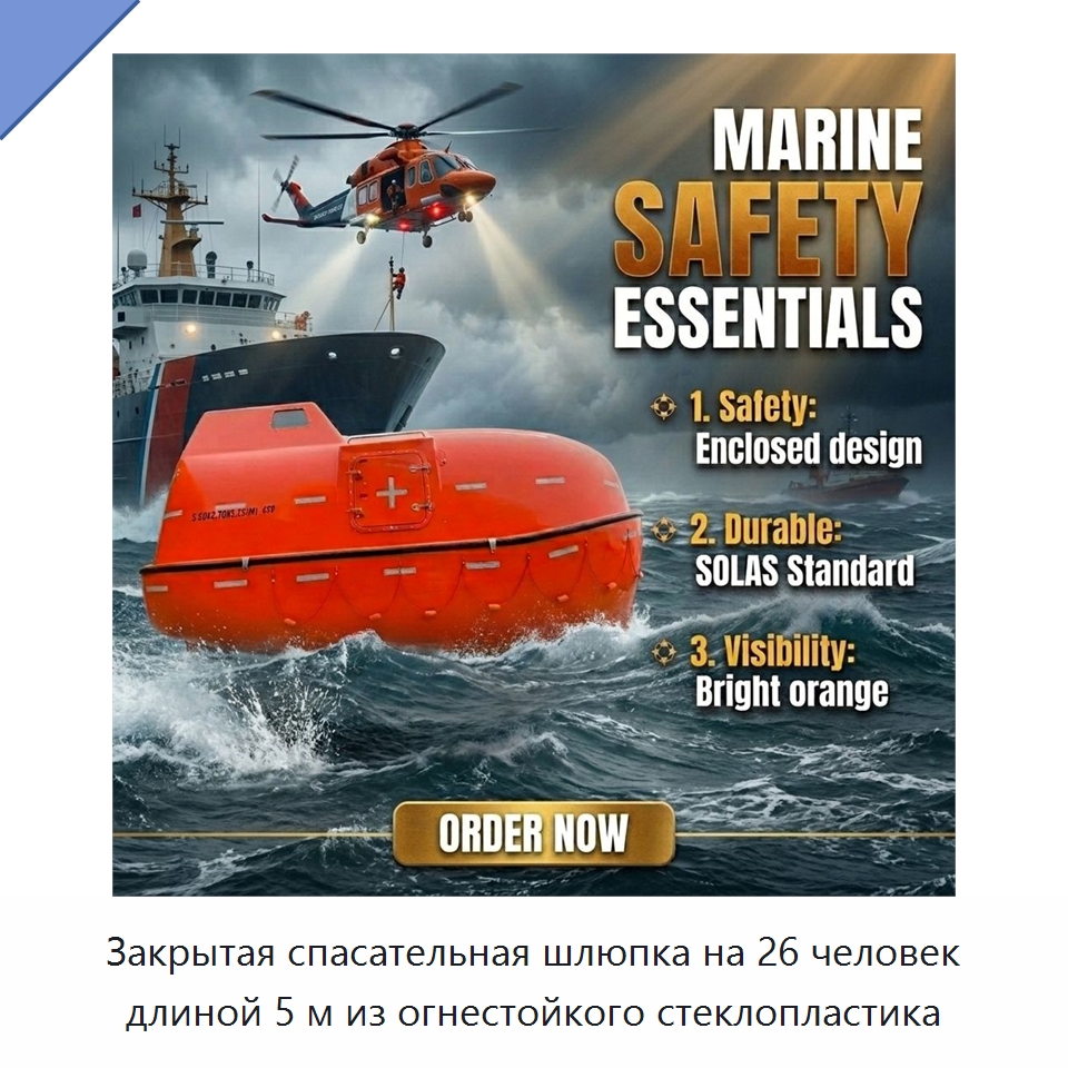 Закрытая спасательная шлюпка на 26 человек длиной 5 м из огнестойкого стеклопластика — Специальные водно-спасательные средства
