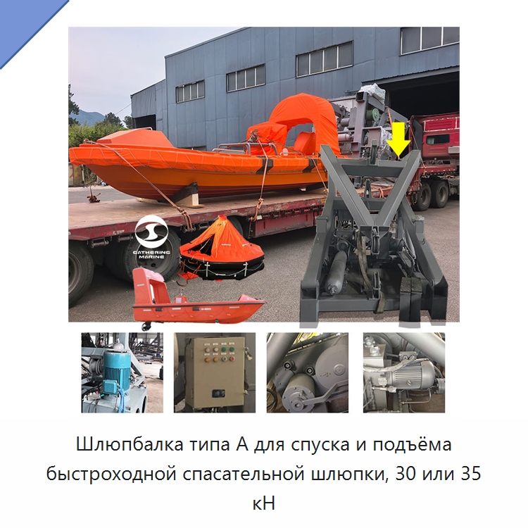 Шлюпбалка типа А для спуска и подъёма быстроходной спасательной шлюпки, 30 или 35 кН — Специальные судовые принадлежности