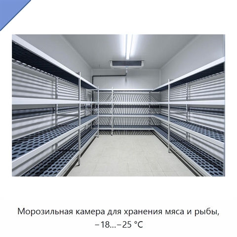 Морозильная камера для хранения мяса и рыбы, −18…−25 °C