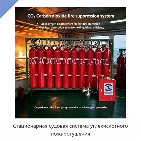 Стационарная судовая система углекислотного пожаротушения