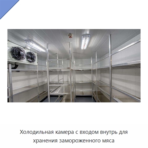 Холодильная камера с входом внутрь для хранения замороженного мяса