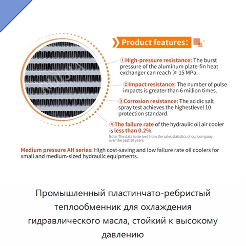Промышленный пластинчато-ребристый теплообменник для охлаждения гидравлического масла, стойкий к высокому давлению