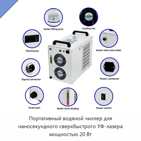 Портативный водяной чиллер для наносекундного сверхбыстрого УФ-лазера мощностью 20 Вт